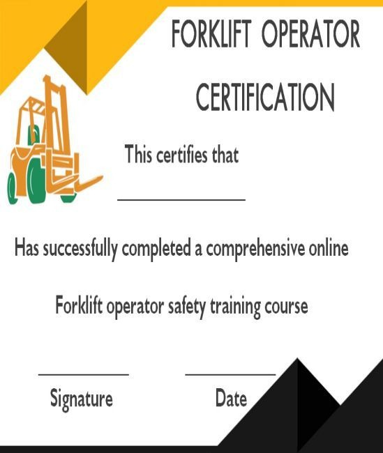 Forklift Certification Certificate Template squadholre
